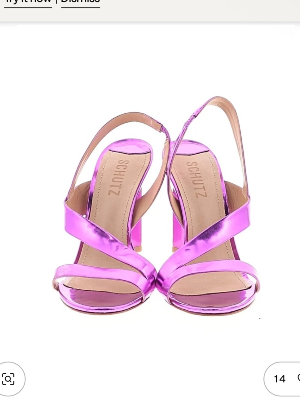 SCHUTZ Metallic Fuchsia Crisscross Slingback Heels